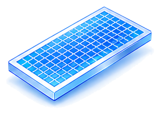 Rectangular blue substrate with a grid surface