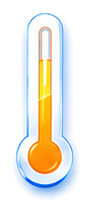 Orange thermometer for the 25–70°C process range
