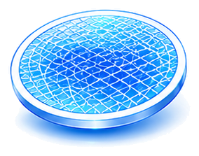 Round blue substrate with a mesh surface